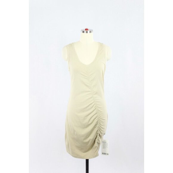 NWT LULULEMON LA Tight-To-Body Trench Beige Pima Cotton Ruched Dress, Size 4 - Picture 4 of 15